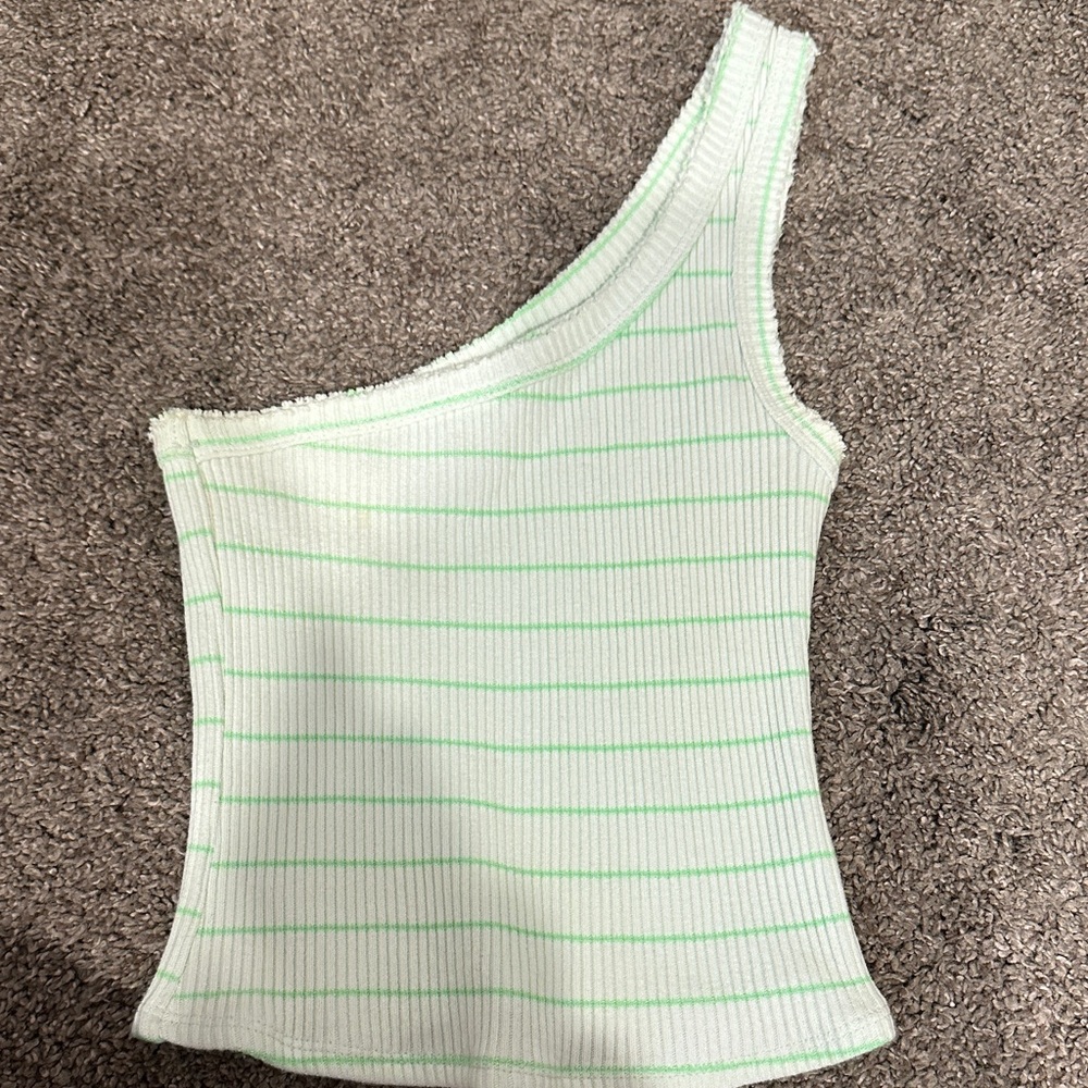 Urban Outfitters Mint Striped Asymmetrical Tank